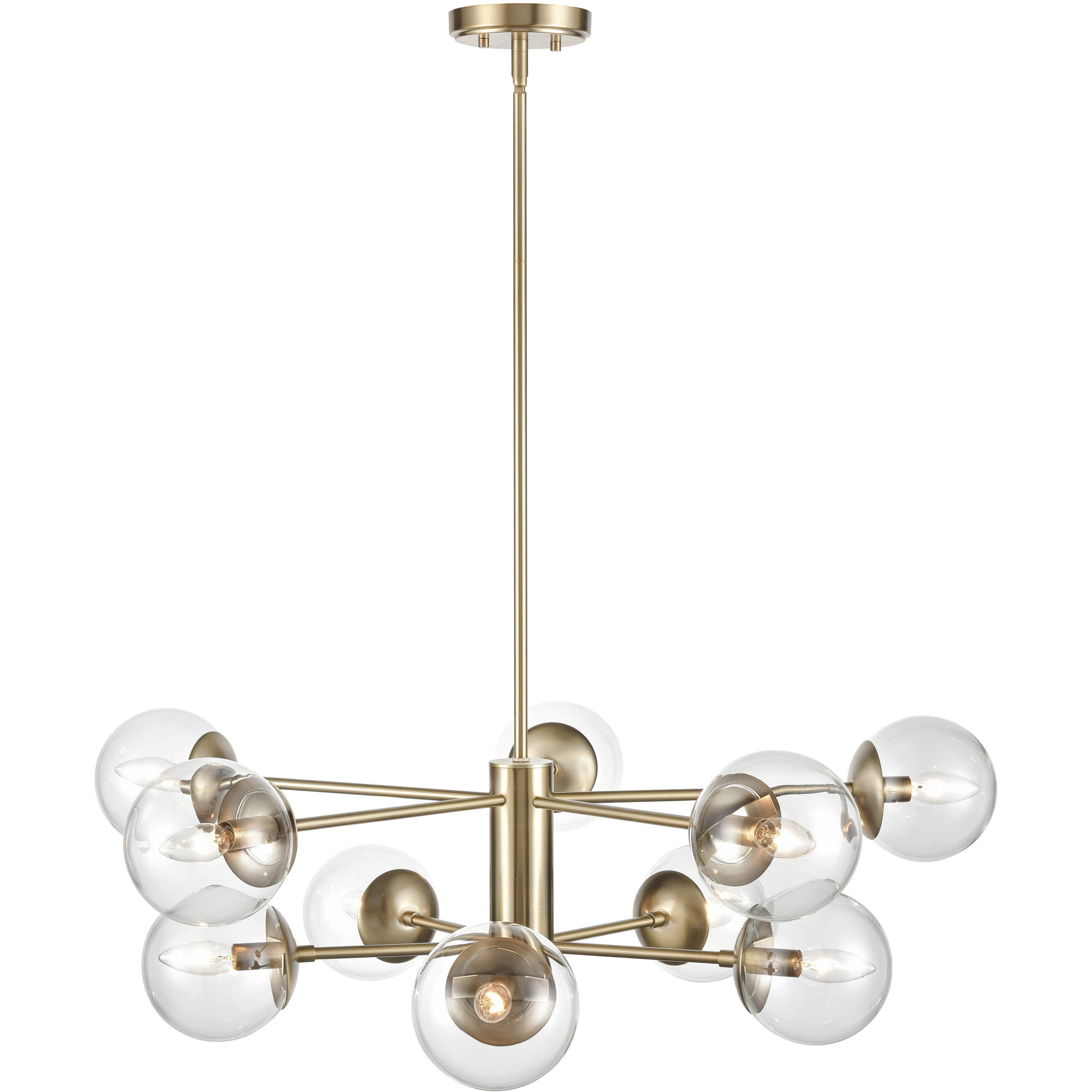 Avell 10 Light 36 inch Modern Gold Chandelier Ceiling Light